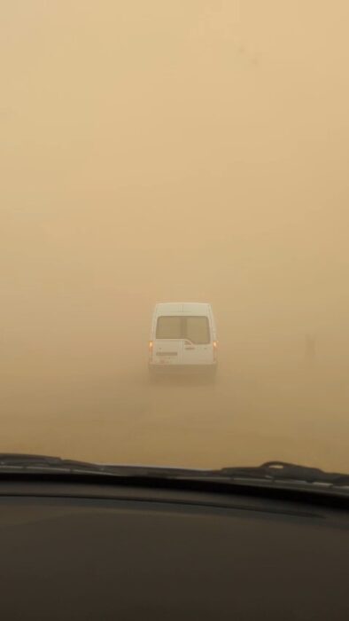 Driving in morocco sandstorm