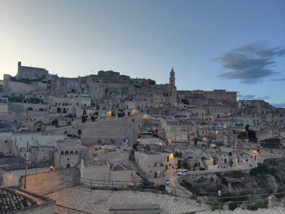 Evening view of matera